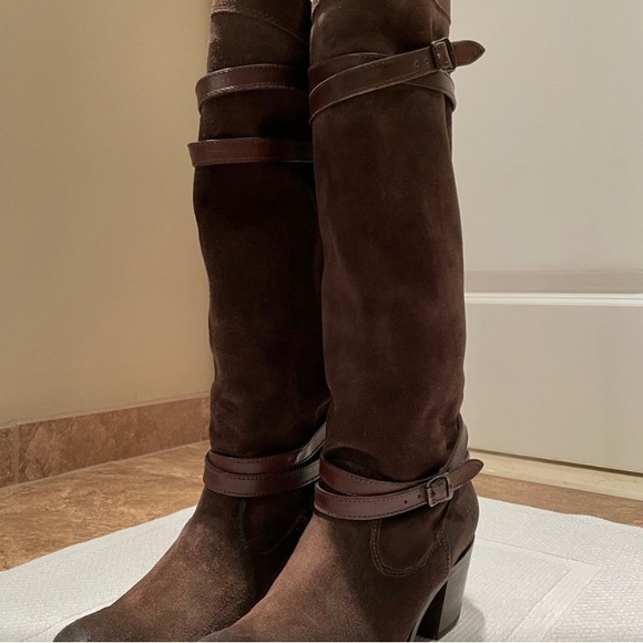FRYE Brown Suede Leather Boots 7.5 - Picture 1 of 8